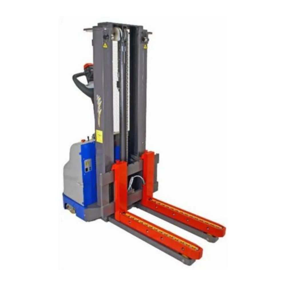 Carrello con forche a rullini ad aria compressa