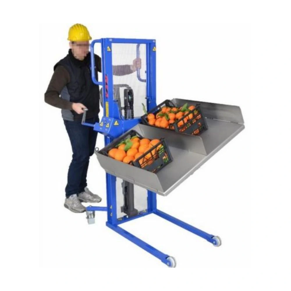 Carrello con pianale in acciaio inox inclinabile