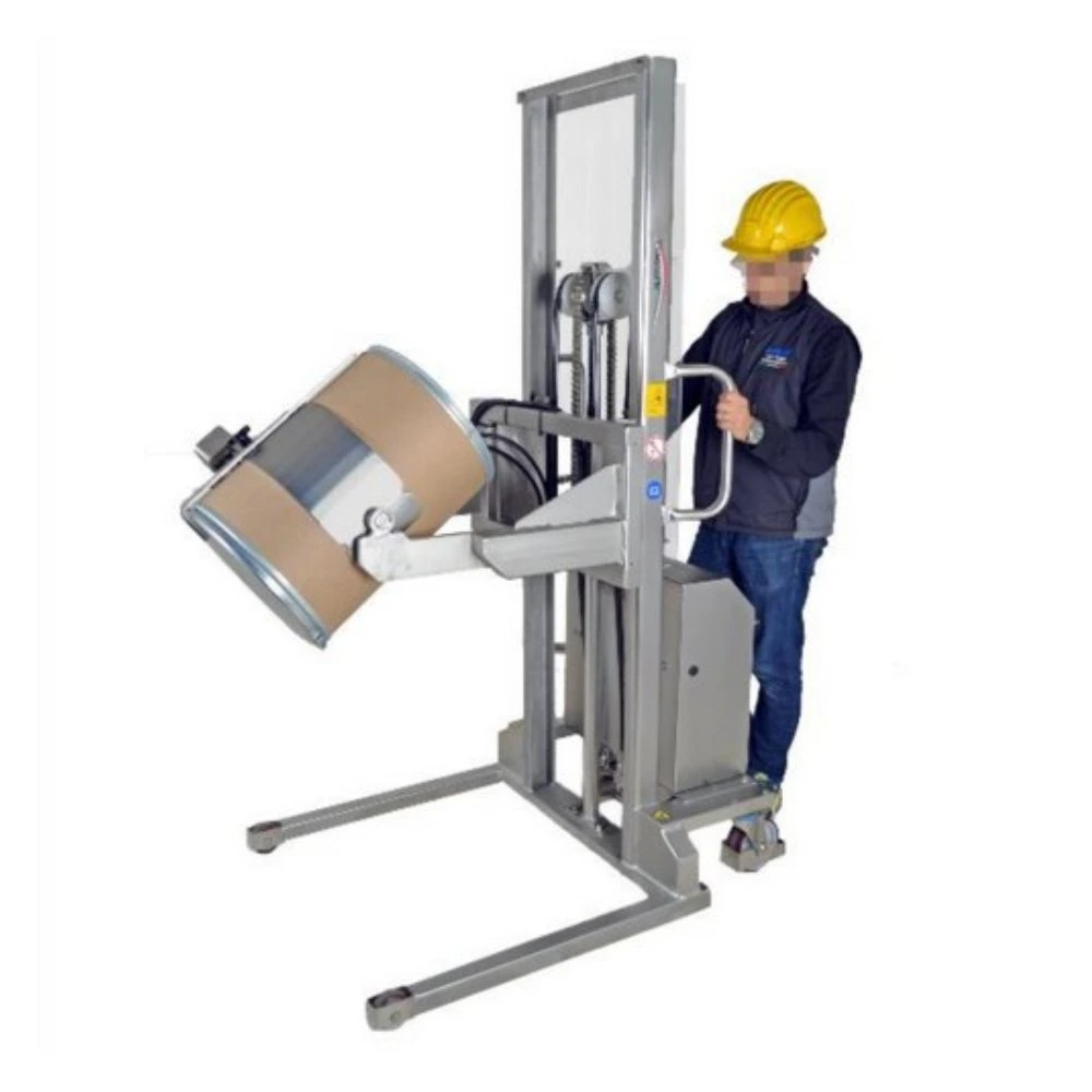 Carrello con pinza rotazione frontale fusti in inox