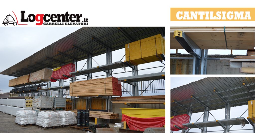 Scaffalatura Cantilever per stoccaggio di carichi lunghi senza l'ingombro dei montanti frontali