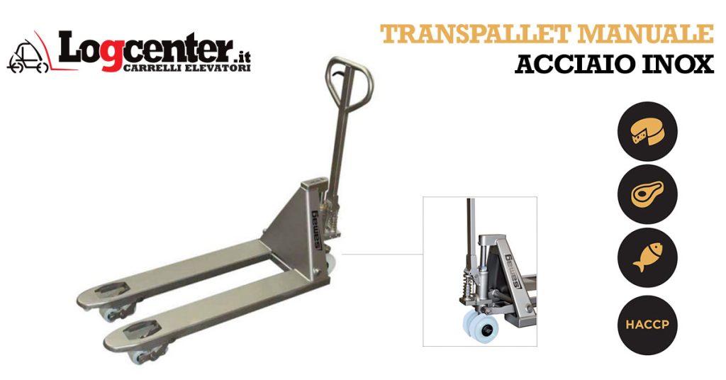 Transpallet manuale d'acciaio inox sicurezza garanzia e durata illimitata nel tempo